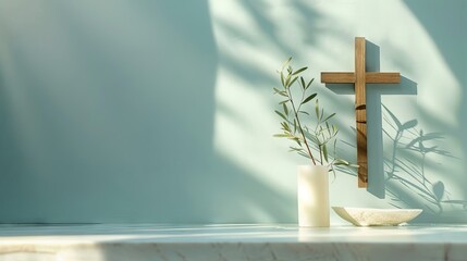 Clean design with room for text next to an image of a Christian baptismal ceremony