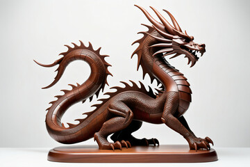 Obraz premium Wooden Dragon figurine. Digital illustration.