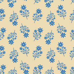 flower floral seamless repeat pattern. this is a  blue flower vector illustration. Design for decorative, wallpaper, shirts, clothing, tablecloths, blankets, wrapping, texture, textile, fabric  