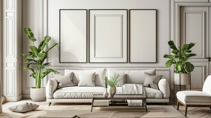 Elegant home decor with clean lines and empty areas ready for your message