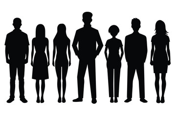 General Adult People black Silhouettes Set on white background design