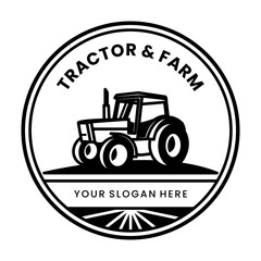 tractor illustration emblem logo vector