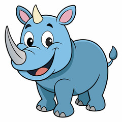 Fototapeta premium Cartoon Rhinoceros Illustration, Cartoon Art