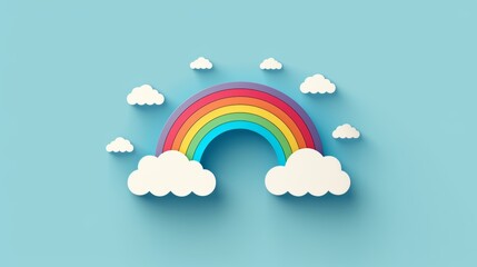 Illustrator vector flat style rainbow with clouds.