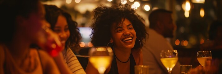 A convivial atmosphere as friends gather around a table in a dimly lit establishment, emphasizing social interaction and leisure