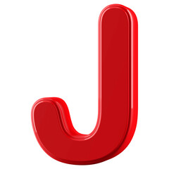 3d Font Red Uppercase .  Letter J