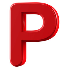3d Font Red Uppercase .  Letter P