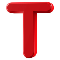 3d Font Red Uppercase .  Letter T