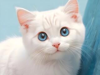 White Cat Animal Illustration Art