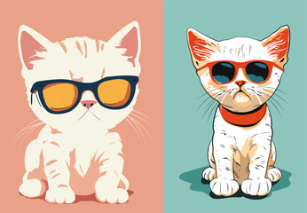Sad kitten in sunglasses