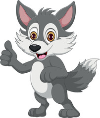 cute baby wolf thumbs up cartoon