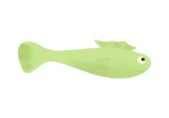 Watercolor vector illustration of a fish in childish style.