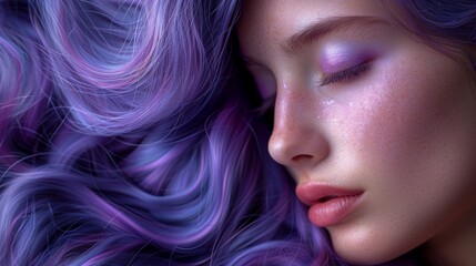 Purple hair close-up as a background. Women's long smokey purple hair.  © Frame Stocks