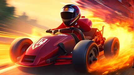 Obraz premium Racing car on fire on the racing track. Generative AI