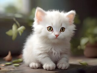 White Cat Animal Illustration Art