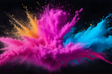 Explosion splash of colorful powder with freeze isolat beautiful pic