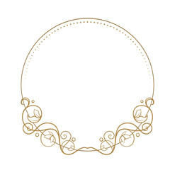 Vector round floral frame with ivy leaves decoration. Vintage style ivy stems wreath.