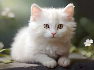 Obraz premium White Cat Animal Illustration Art