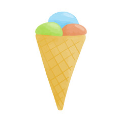 Watercolor vector illustration of an ice cream.