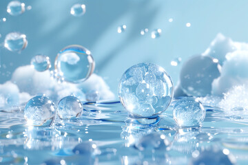 A large body of water with many small, clear