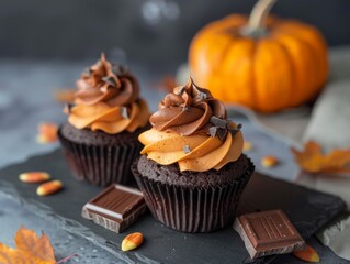 Dark Aesthetic Cupcakes for Halloween Party Decor Generative AI