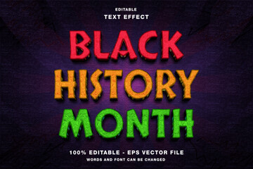 Black History Month 3d text style effect template editable