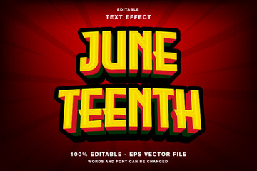 Juneteenth 3d text style effect template editable