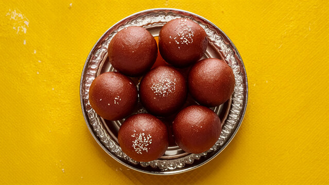 Traditional sweet food dessert Gulab Jamuna on a plate for celebration