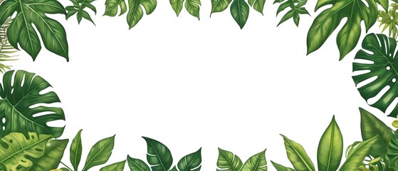 Obraz premium Tropical leaves frame border blank invitation4