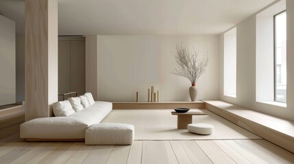 Serene simplicity in minimalist living room