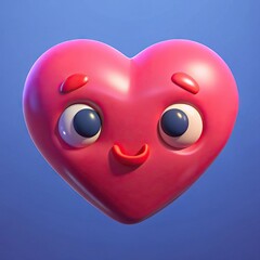 Funny heart character with eyes and mouth emoji in 3d render. Generative AI