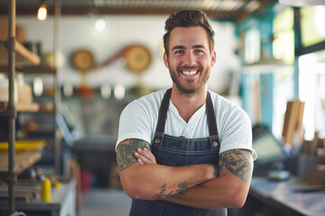 Smiling chef in modern kitchen