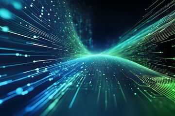 Obraz premium Abstract data technology background with a network grid and particles connected. Sci-fi digital technology with line