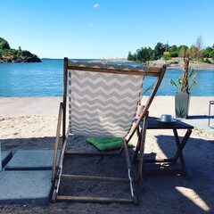 A sundeck chair on the beach