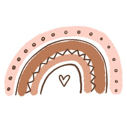 Cute cartoon rainbows. Simple drawing in Scandinavian style. Hand drawn illustration on isolated background