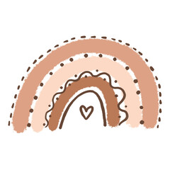 Cute cartoon rainbows. Simple drawing in Scandinavian style. Hand drawn illustration on isolated background