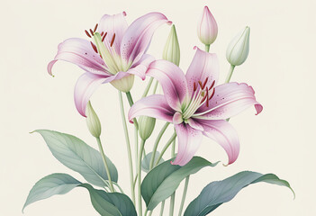 Fototapeta premium Purple lily flower on white background
