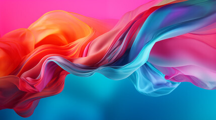 Obraz premium Multi-colored liquid ink paint abstract background banner. Waves of colorful smoke poster. Bright colorful wallpaper. Digital raster bitmap. Photo style. AI artwork. 