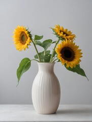 Sunflower Arrangement in Elegant White Vase