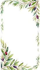 Olive leaves frame border blank invitation4