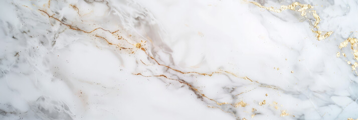 Obraz premium White marble background with golden veins, banner