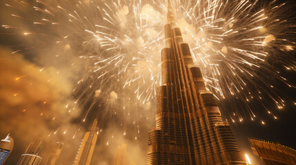 fireworks in the burj khalifa