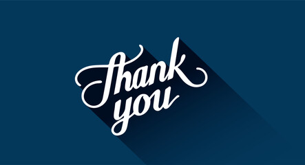 Thank You Card Vector illustration with blue background Typography.