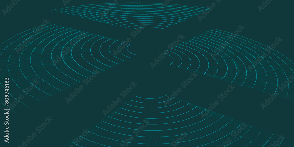 Poster futuristic torn sphere from a stream of particles. abstract background of radial halftone dots. 3d d