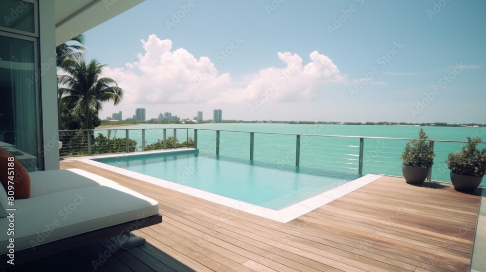 Sticker view of the infinity pool and bay.ai generated image