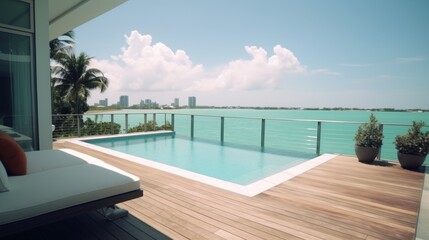 view of the infinity pool and bay.AI generated image