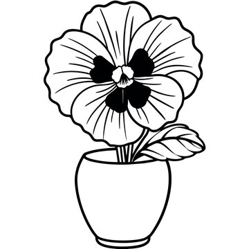 recommend clip art: Pansy flower outline illustration coloring book page design, Pansy flower Bouquet black and white line art drawing coloring book pages for children and adults
                    