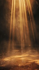 Obraz premium Golden Light Spotlight on Dark Stage