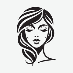 Beauty parlor simple clean logo vector silhouette illustration. Logo for beauty salon, organic spa Vector Illustration