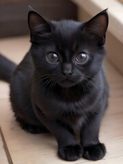 Black Cat Animal Realistic Photo Illustration Art